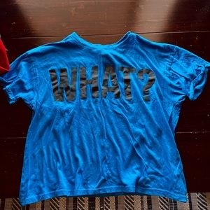 Forever 21 Blue “What?” Cropped Tee